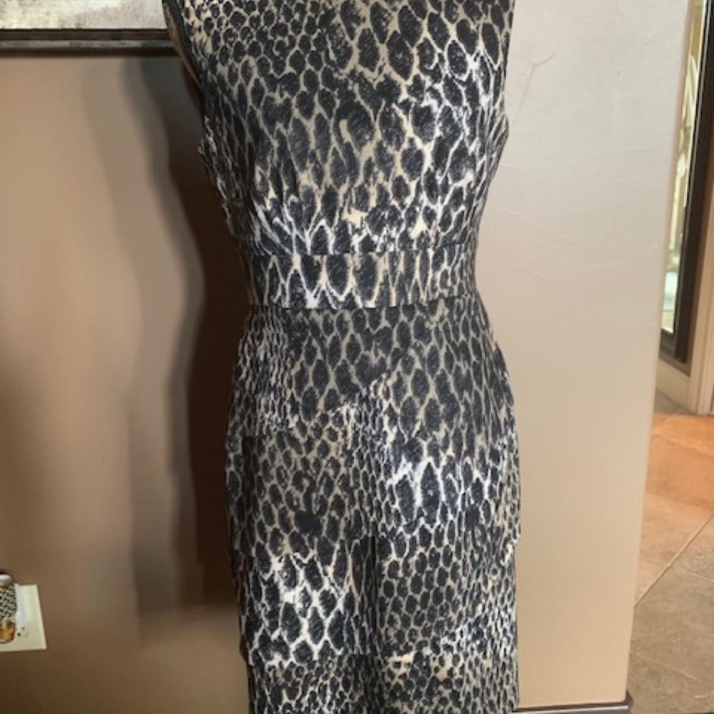 Snake Print Dress with front ruffle Sz 6